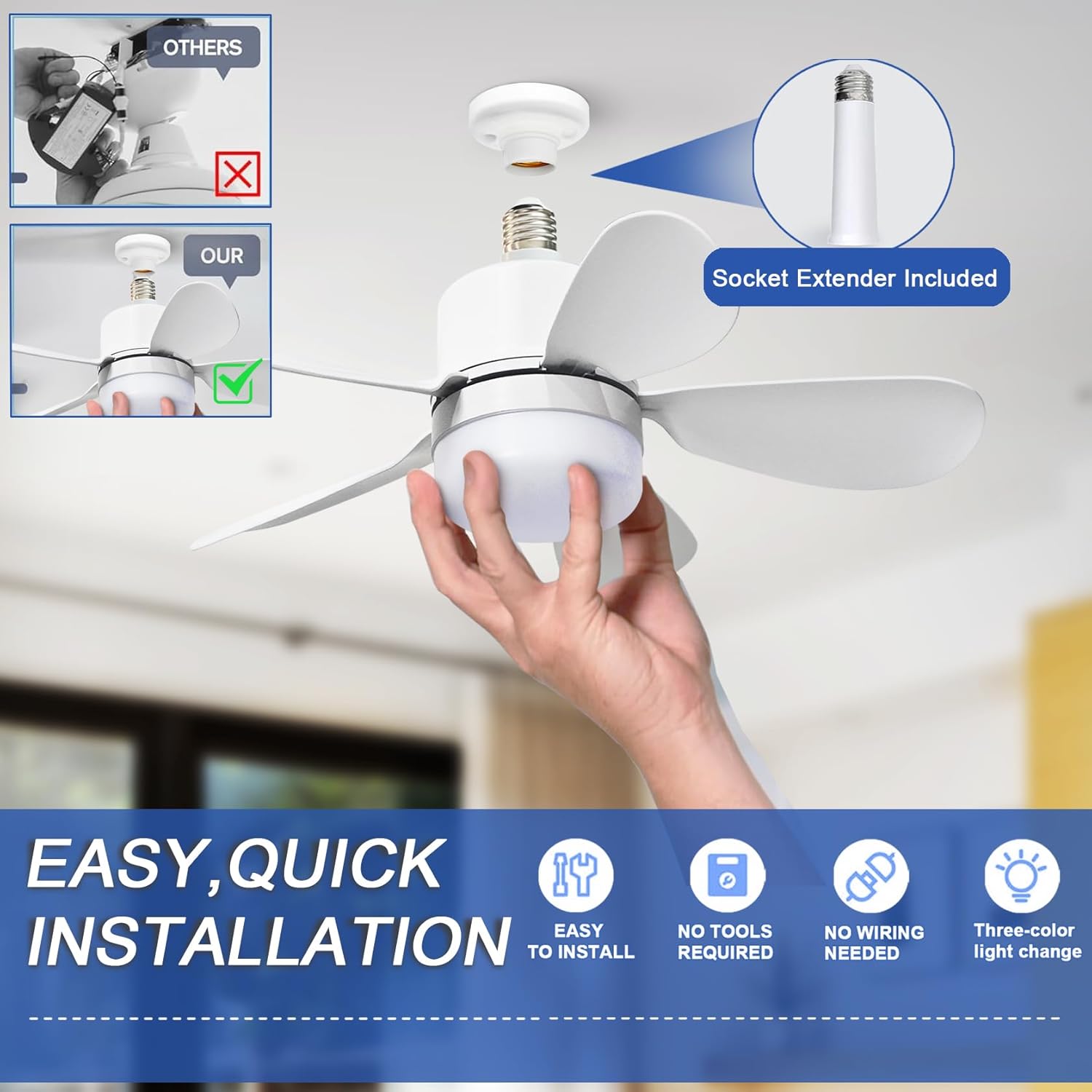 Socket Fan Light with Remote,  - Home Lighting And Decor review and price