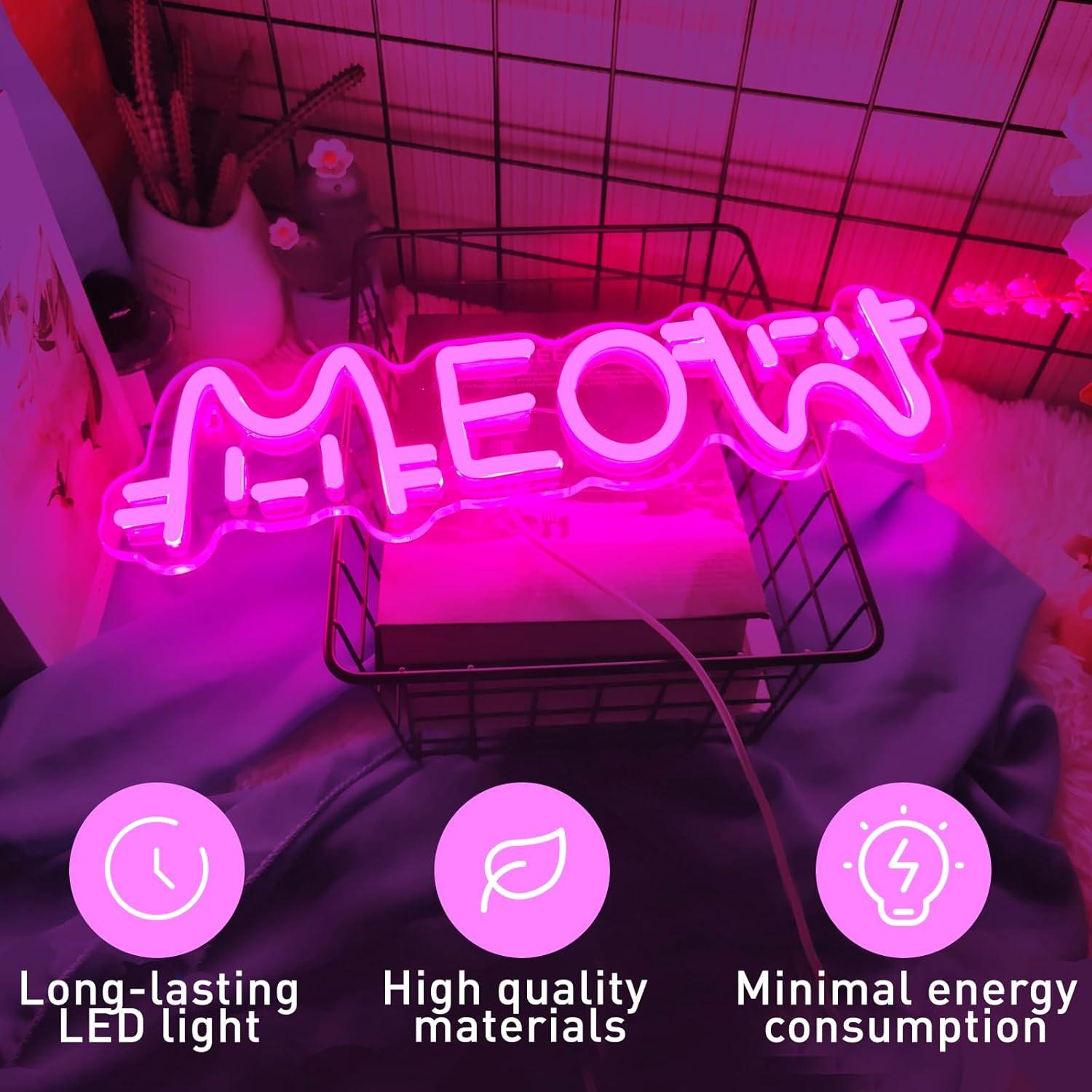 Meow Neon Sign Cat USB Powered - Home Lighting And Decor review and price