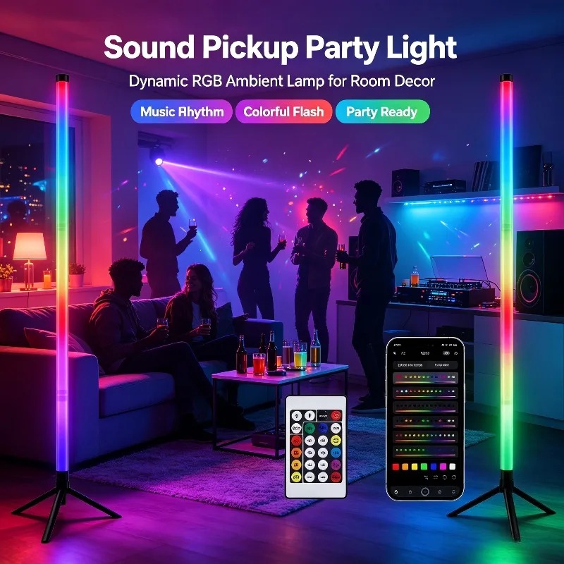 2PCS 120CM RGB Floor Lamp, Sou - Home Lighting And Decor review and price